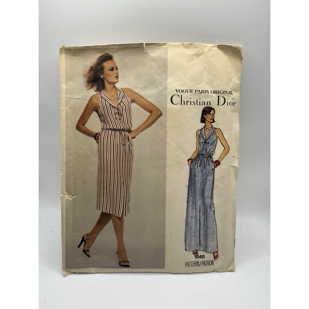 Vogue 1648 Christian Dior Paris Original‎ Halter Dress Pattern Sz 10 Cut 1970s